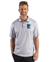 Minnesota Twins City Connect Cutter & Buck Pike Recycled Lattice Print Mens Big & Tall Polo Elemental Grey Front