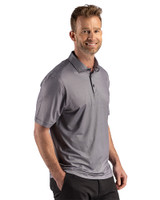 Tampa Bay Rays Cooperstown Cutter & Buck Pike Recycled Lattice Print Mens Polo Black Side