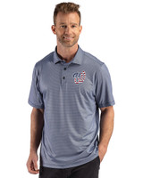 Washington Nationals Stars & Stripes Cutter & Buck Pike Recycled Lattice Print Mens Polo Navy Blue Front