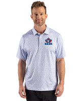 Toronto Blue Jays Cooperstown Cutter & Buck Pike Recycled Fern Print Mens Polo Chelan Blue Front