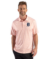 Detroit Tigers Cutter & Buck Pike Recycled Fern Print Mens Polo College Orange Front