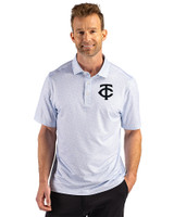 Minnesota Twins Mono Cutter & Buck Pike Recycled Fern Print Mens Polo Atlas Light Blue Front