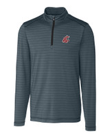 Washington State Cougars Cutter & Buck Holman Stripe Half Zip Black Heather Mannequin