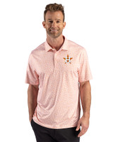 Houston Astros Cutter & Buck Pike Recycled Fern Print Mens Polo College Orange Front