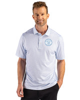 Milwaukee Brewers Mono Cutter & Buck Pike Recycled Fern Print Mens Polo Atlas Light Blue Front