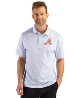 Atlanta Braves Cooperstown Cutter & Buck Pike Recycled Fern Print Mens Polo Atlas Light Blue Front