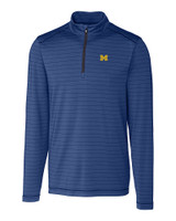 Michigan Wolverines Cutter & Buck Holman Stripe Half Zip Liberty Navy Heather Mannequin