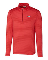 Arkansas Razorbacks Cutter & Buck Holman Stripe Half Zip Cardinal Red Heather Mannequin