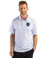 Sporting Kansas City Cutter & Buck Pike Recycled Fern Print Mens Big & Tall Polo Atlas Light Blue Front