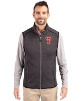 Texas Tech Red Raiders College Vault Cutter & Buck Mainsail Sweater-Knit Mens Full Zip Vest Charcoal Heather Front