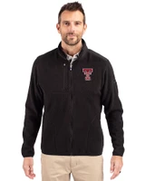 Texas Tech Red Raiders Cutter & Buck Cascade Epic Comfort Recycled Sherpa Fleece Mens Full Zip Jacket Black Front
