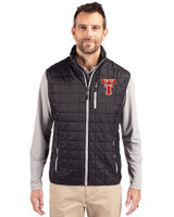 Texas Tech Red Raiders College Vault Cutter & Buck Rainier Recycled Insulated Puffer Mens Big & Tall Full Zip Vest Black Front