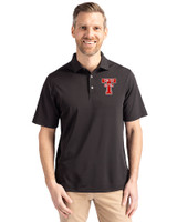 Texas Tech Red Raiders College Vault Cutter & Buck Virtue Recycled Featherlight Pique Mens Polo Black Front