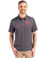 Texas Tech Red Raiders College Vault Cutter & Buck Pike Recycled Symmetry Print Mens Polo Black/White Front