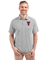 Texas Tech Red Raiders Cutter & Buck Virtue Recycled Botanical Print Featherlight Pique Mens  Polo Black Front
