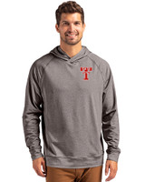 Texas Tech Red Raiders College Vault Cutter & Buck Adapt Recycled Soft Knit Stretch Mens Heathered Hooded Pullover Black Heather Front