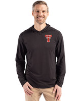 Texas Tech Red Raiders College Vault Cutter & Buck Coastline Recycled Double Peached Mens Hooded Pullover Black Front