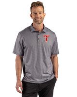 Texas Tech Red Raiders College Vault Cutter & Buck Pike Recycled Lattice Print Mens Polo Black Front