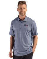 Denver Broncos Americana Cutter & Buck Pike Recycled Lattice Print Mens Polo Navy Blue Front