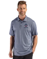 New Orleans Saints Americana Cutter & Buck Pike Recycled Lattice Print Mens Polo Navy Blue Front