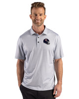 Chicago Bears NFL Helmet Cutter & Buck Pike Recycled Lattice Print Mens Polo Elemental Grey Front