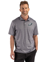 Philadelphia Eagles Cutter & Buck Pike Recycled Lattice Print Mens Polo Black Front