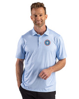 Tennessee Titans -  Cutter & Buck Pike Recycled Lattice Print Mens Polo Atlas Light Blue Front