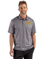 Los Angeles Rams- Cutter & Buck Pike Recycled Lattice Print Mens Polo Black Front