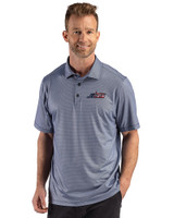 New York Jets Americana - Cutter & Buck Pike Recycled Lattice Print Mens Big & Tall Polo Navy Blue Front