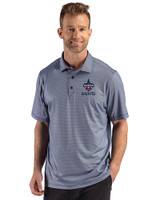 New Orleans Saints Americana Cutter & Buck Pike Recycled Lattice Print Mens Big & Tall Polo Navy Blue Front