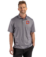 Denver Broncos Historic Cutter & Buck Pike Recycled Lattice Print Mens Big & Tall Polo Black Front