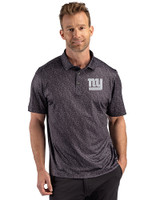 New York Giants Cutter & Buck Pike Recycled Fern Print Mens Big & Tall Polo Black Front