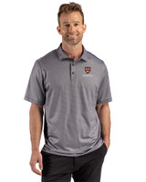 Harvard Crimson Cutter & Buck Pike Recycled Lattice Print Mens Polo Black Front