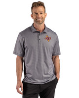 Midwestern State Mustangs Cutter & Buck Pike Recycled Lattice Print Mens Polo Black Front