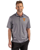 Tennessee Volunteers Cutter & Buck Pike Recycled Lattice Print Mens Big & Tall Polo Black Front