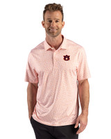 Auburn Tigers Cutter & Buck Pike Recycled Fern Print Mens Polo College Orange Front