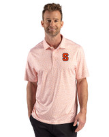 Syracuse Orange Cutter & Buck Pike Recycled Fern Print Mens Polo College Orange Front