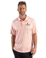 Illinois Fighting Illini Cutter & Buck Pike Recycled Fern Print Mens Polo College Orange Front