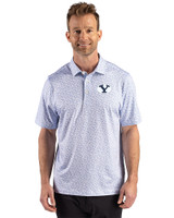 Brigham Young Cougars Cutter & Buck Pike Recycled Fern Print Mens Polo Chelan Blue Front