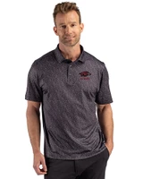 Arkansas Razorbacks Alumni Cutter & Buck Pike Recycled Fern Print Mens Polo Black Front