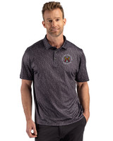 Virginia Military Institute Keydets Cutter & Buck Pike Recycled Fern Print Mens Polo Black Front