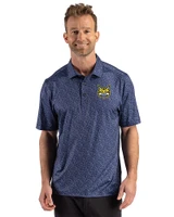 Quinnipiac Bobcats Cutter & Buck Pike Recycled Fern Print Mens Polo Navy Blue Front