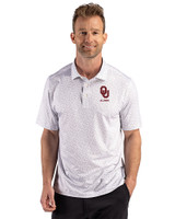 Oklahoma Sooners Alumni - Cutter & Buck Pike Recycled Fern Print Mens Polo Polished Medium Gray Front