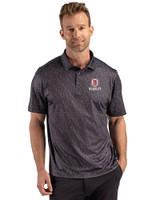 Bradley Braves Cutter & Buck Pike Recycled Fern Print Mens Polo Black Front