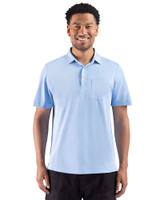 Cutter & Buck Virtue Recycled Heathered Featherlight Pique Mens Pocket Polo Atlas Heather Front