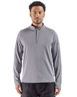 Cutter & Buck Virtue Recycled Heathered Featherlight Pique Mens Big & Tall Quarter-Zip Pullover Black Heather Front