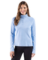 Cutter & Buck Virtue Recycled Heathered Featherlight Pique Womens Quarter Zip Pullover Atlas Heather Front