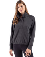Cutter & Buck Drift Epic Versatility Recycled Textured Knit Women's Snap Pullover Black Front
