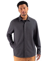 Cutter & Buck Drift Textured Knit Recycled Mens Shirt Jacket Black Front