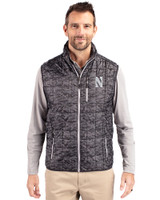 Northwestern Wildcats- Cutter & Buck Rainier Recycled Insulated Printed Puffer Mens Full Zip Vest Black Front